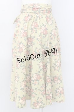 画像2: an another angelus / ローズ柄サッシュベルト付きスカート  黄緑 T-24-02-14-055-CA-SK-HD-ZT147