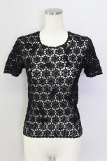 画像1: 【SALE】INGEBORG / フラワー透かしニットトップス  黒 T-24-02-18-036-LO-TO-HD-ZT360 (1)