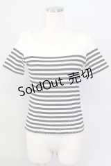 KANEKO ISAO / ボーダー半袖カットソー  アイボリーＸ黒 T-24-02-18-021-EL-TO-HD-ZT361