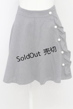 画像1: Ank Rouge / パールボタンサイドフリルスカート M グレー T-24-02-24-034-CA-SK-SZ-ZT404