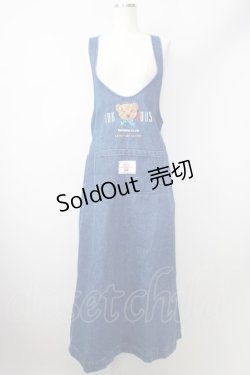 画像1: PINK HOUSE / くま刺繍デニムワンピース  ブルー T-24-03-01-017-LO-OP-AS-ZI