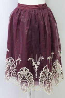 画像1: axes femme kawaii / 刺繍スカート  ワイン T-24-03-04-033-AX-SK-AS-OS
