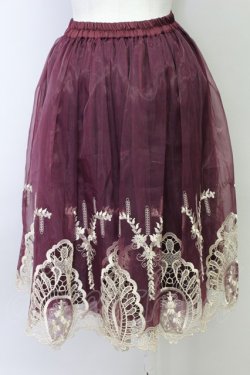 画像2: axes femme kawaii / 刺繍スカート  ワイン T-24-03-04-033-AX-SK-AS-OS
