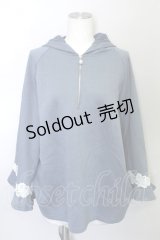 axes femme / レースデザインパーカー  ブルー T-24-03-04-014-AX-TO-AS-ZT153