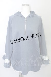 axes femme / レースデザインパーカー  ブルー T-24-03-04-014-AX-TO-AS-ZT153