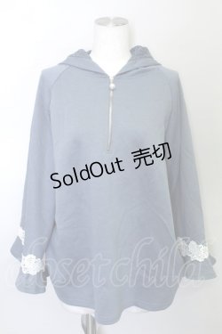 画像1: axes femme / レースデザインパーカー  ブルー T-24-03-04-014-AX-TO-AS-ZT153