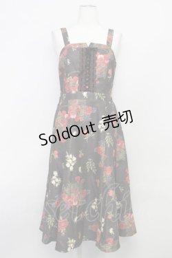 画像1: 【SALE】axes femme / バスケットブーケ柄ジャンスカ  ブラウン T-24-03-06-029-AX-OP-AS-ZT358