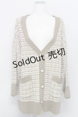axes femme / ツイードニットカーディガン F ベージュ T-24-03-08-019-AX-TO-SZ-ZT281