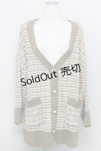 axes femme / ツイードニットカーディガン F ベージュ T-24-03-08-019-AX-TO-SZ-ZT281