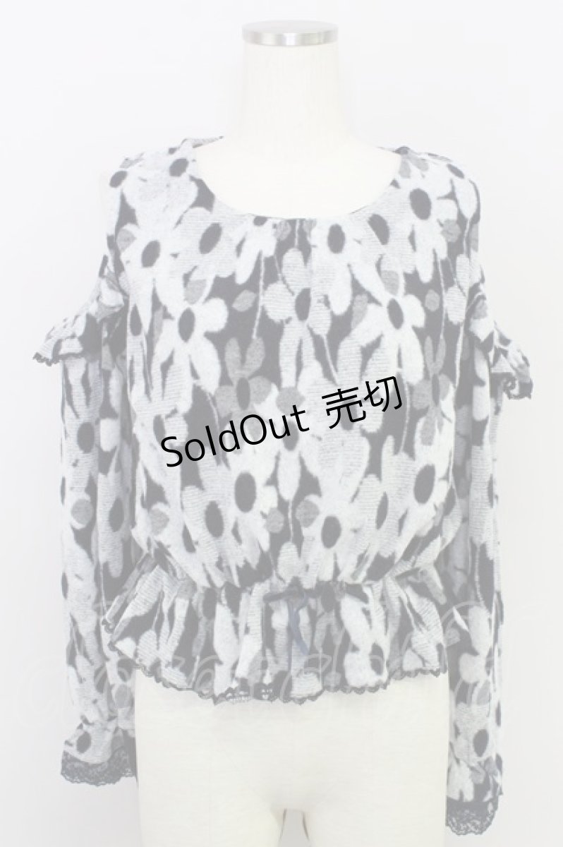 画像1: 【SALE】axes femme / 肩開き花柄起毛カットプルオーバー M 紺 T-24-03-14-005-AX-TO-SZ-ZT002 (1)