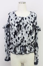 画像1: 【SALE】axes femme / 肩開き花柄起毛カットプルオーバー M 紺 T-24-03-14-005-AX-TO-SZ-ZT002 (1)