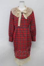 画像1: 【SALE】Swankiss / チェックレースレイヤードワンピース  赤 T-24-03-16-032-CA-OP-UT-ZT310 (1)