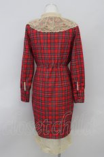 画像2: 【SALE】Swankiss / チェックレースレイヤードワンピース  赤 T-24-03-16-032-CA-OP-UT-ZT310 (2)