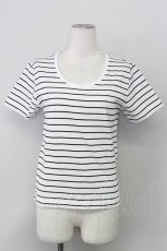 画像1: 【SALE】E hyphen world gallery / 20/-OE天竺UネックTシャツ  シロ×クロ T-24-03-19-027-LO-TS-IG-ZT414 (1)