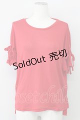 E hyphen world gallery PEACE / レースアップスリーブプルオーバー  アカ T-24-03-19-018-LO-TO-IG-ZT413