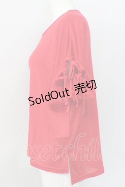 画像3: E hyphen world gallery PEACE / レースアップスリーブプルオーバー  アカ T-24-03-19-018-LO-TO-IG-ZT413