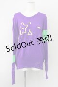 MINT NeKO / /ネコフェイス刺繍ニットソー  紫 T-24-03-20-019-HN-TO-IW-ZT