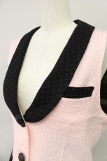 画像7: 【SALE】MALKOMALKA / /ラメ織ベスト  ピンク×黒 T-24-03-20-022-PU-JA-IW-ZT389 (7)