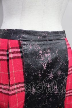 画像4: Banana Fish //チェック&レザー切替スカート ピンク×黒 T-24-03-20-031-PU-SK-IW-ZT-CL001