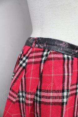 画像5: Banana Fish //チェック&レザー切替スカート ピンク×黒 T-24-03-20-031-PU-SK-IW-ZT-CL001