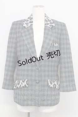 画像1: Sixh / /チェック&ヒョウ柄ジャケット  グレー T-24-03-20-008-HN-JA-IW-ZT-C044