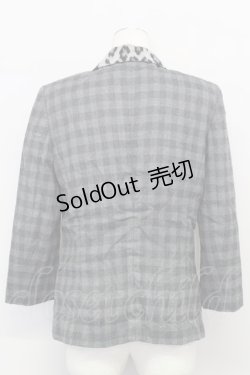 画像2: Sixh / /チェック&ヒョウ柄ジャケット  グレー T-24-03-20-008-HN-JA-IW-ZT-C044
