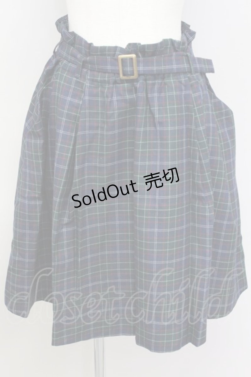 画像1: 【SALE】E hyphen world gallery / タータンチェックTRタックフレアスカート  グリーン T-24-03-21-029-LO-SK-IG-ZT354 (1)