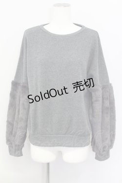 画像1: 【SALE】E hyphen world gallery PEACE / ファースリーブプルオーバー  グレー T-24-03-21-010-LO-TO-IG-ZT127