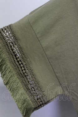 画像3: E hyphen world gallery PEACE / 袖フリンジプルオーバー  オリーブ T-24-03-21-015-LO-TO-IG-ZT127