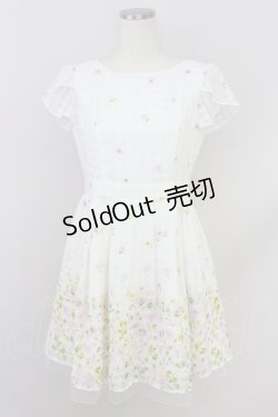 画像1: LODISPOTTO / シアーチェック切替ワンピース  白 T-24-06-06-036-LO-OP-SZ-ZT015