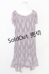axes femme /オーナメント柄イレヘムワンピース M パープル T-24-06-09-030-AX-OP-SZ-ZT061