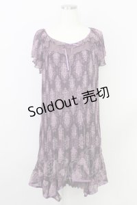 axes femme /オーナメント柄イレヘムワンピース M パープル T-24-06-09-030-AX-OP-SZ-ZT061