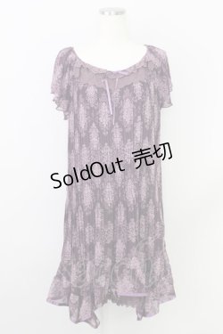 画像1: axes femme /オーナメント柄イレヘムワンピース M パープル T-24-06-09-030-AX-OP-SZ-ZT061