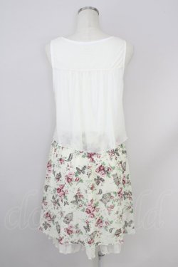画像2: axes femme /レース切替蝶×ローズワンピース  生成り T-24-06-11-014-AX-OP-AS-ZT108
