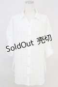 axes femme / シアーチェックロングシャツ M 白 T-24-06-16-005-AX-BL-SZ-ZT139