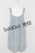 axes femme / ストライプバルーンキャミワンピース M 紺 T-24-06-17-021-AX-OP-SZ-ZT095