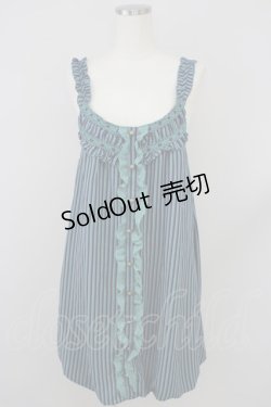 画像1: axes femme / ストライプバルーンキャミワンピース M 紺 T-24-06-17-021-AX-OP-SZ-ZT095