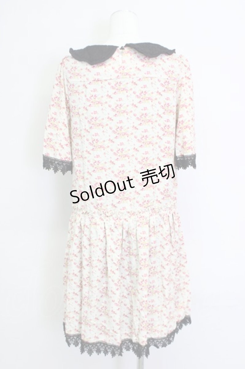 画像2: axes femme /配色レース花柄ワンピ M グレージュ T-24-06-22-027-AX-OP-SZ-ZT356 (2)