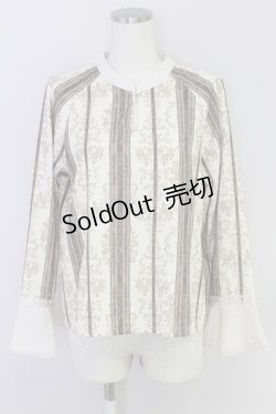 画像1: axes femme / オーナメントストライプ柄ブラウス  生成り T-24-06-30-012-AX-BL-HD-ZT125