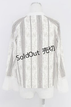 画像2: axes femme / オーナメントストライプ柄ブラウス  生成り T-24-06-30-012-AX-BL-HD-ZT125