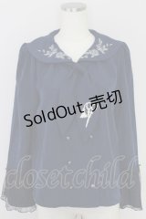 axes femme / sajou刺繍入Wボタンブラウス  ネイビー T-24-06-30-022-AX-BL-HD-ZI