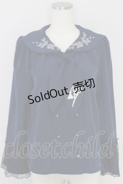 画像1: axes femme / sajou刺繍入Wボタンブラウス  ネイビー T-24-06-30-022-AX-BL-HD-ZI
