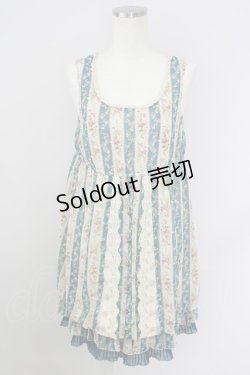 画像1: axes femme / ストライプ花柄チュニック M グリーン T-24-07-11-022-AX-OP-SZ-ZT311