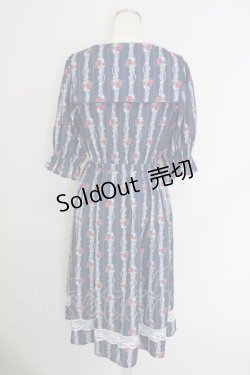画像2: axes femme / ブーケリボン柄セーラーワンピース M 紺 T-24-07-11-026-AX-OP-SZ-ZT311