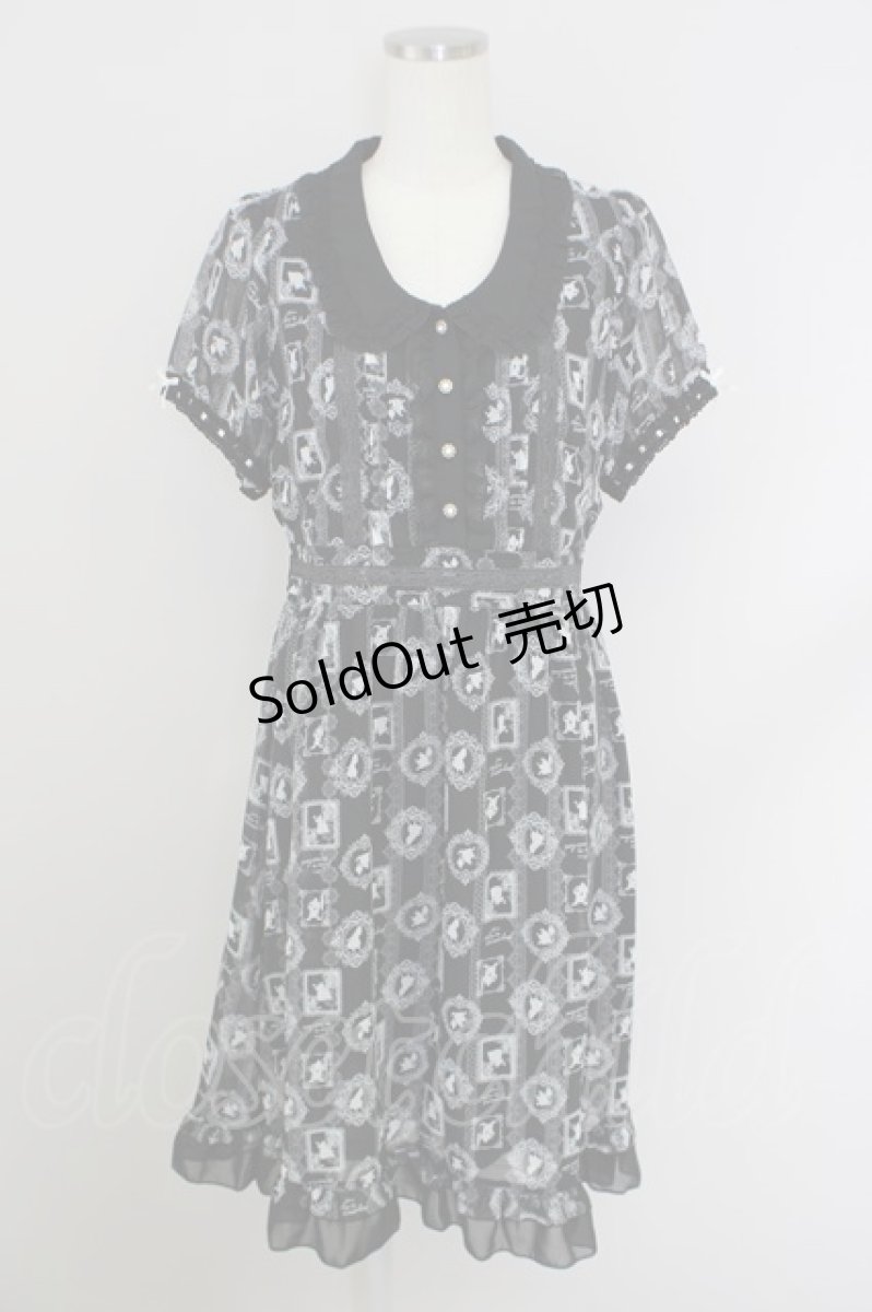 画像1: axes femme / Disney/シルエット柄ワンピース M 黒 T-24-07-11-027-AX-OP-SZ-ZH (1)