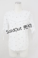 axes femme POETIQUE / 花刺繍ブラウス M オフ T-24-07-11-002-AX-BL-SZ-ZT333