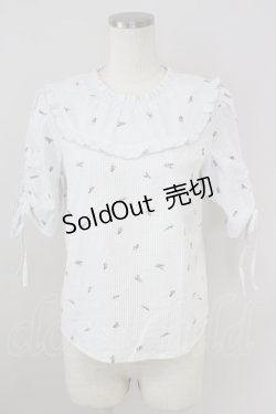 画像1: axes femme POETIQUE / 花刺繍ブラウス M オフ T-24-07-11-002-AX-BL-SZ-ZT333