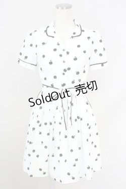 画像1: MILK / Littleアップルドレス  ホワイト×ブラック T-24-07-11-017-ML-OP-SZ-ZT320