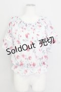 axes femme / 花柄エスパンディプルオーバー M サックス T-24-07-12-008-AX-TO-SZ-ZT314