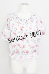 axes femme / 花柄エスパンディプルオーバー M サックス T-24-07-12-008-AX-TO-SZ-ZT314
